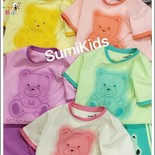 XƯỞNG MAY - CHÀO LÔ BỘ GÁI SUMIKIDS MÃ 63 DẬP NỔI IN LOANG