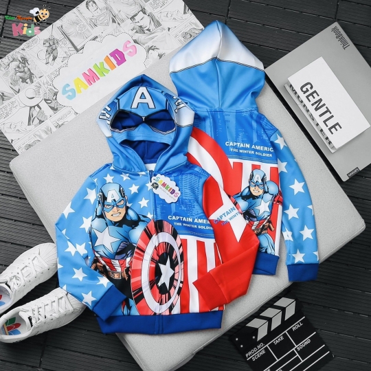 XƯỞNG MAY SAM KIDS - CHÀO LÔ ÁO KHOÁC 3D SIÊU ANH HÙNG