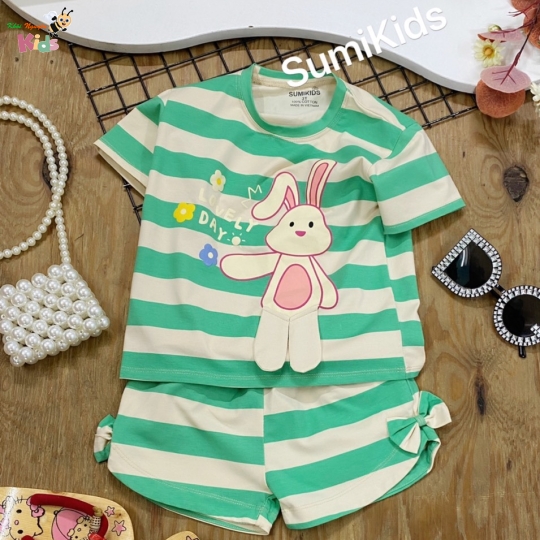 XƯỞNG MAY SUMIKIDS - CHÀO BỘ GÁI SHORT ĐẮP THỎ