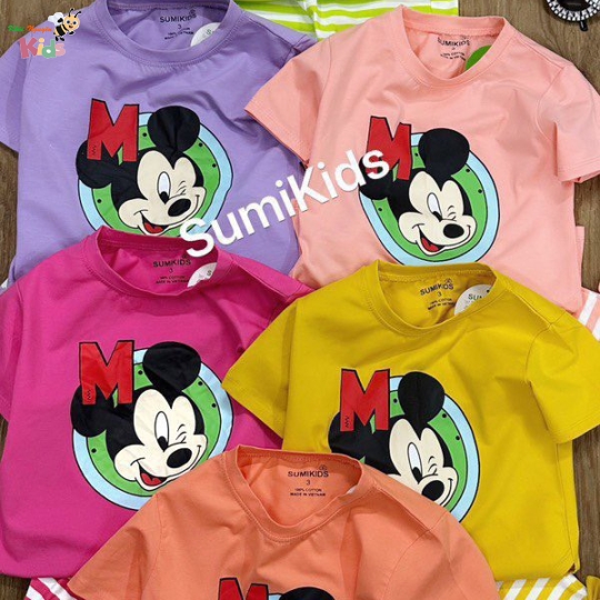 XƯỞNG MAY SUMIKIDS - CHÀO LÔ BỘ GÁI MICKEY SỌC NGANG