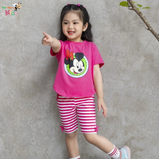 XƯỞNG MAY SUMIKIDS - CHÀO LÔ BỘ GÁI MICKEY SỌC NGANG