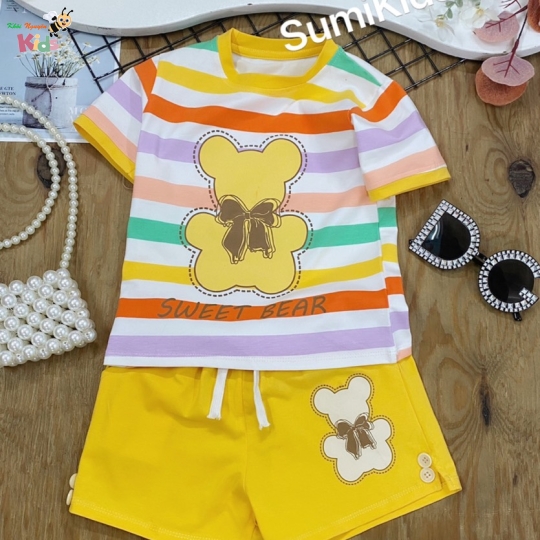 XƯỞNG MAY SUMIKIDS - CHÀO LÔ SHORT GÁI SỌC GẤU