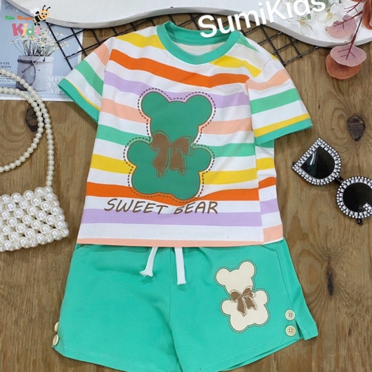 XƯỞNG MAY SUMIKIDS - CHÀO LÔ SHORT GÁI SỌC GẤU