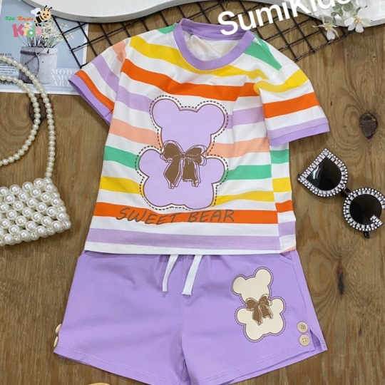 XƯỞNG MAY SUMIKIDS - CHÀO LÔ SHORT GÁI SỌC GẤU