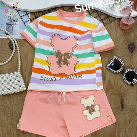 XƯỞNG MAY SUMIKIDS - CHÀO LÔ SHORT GÁI SỌC GẤU