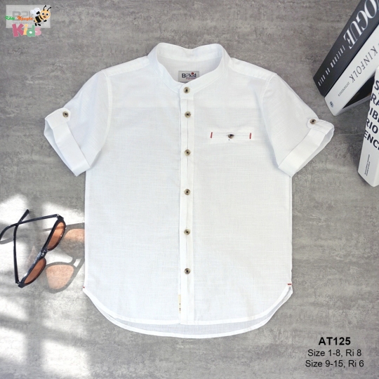 ÁO SƠ MI CỔ TRỤ TÚI MỔ AT125