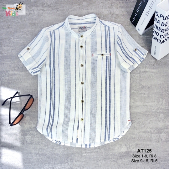 ÁO SƠ MI CỔ TRỤ TÚI MỔ AT125